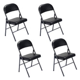 HAOYYE 4pcs Elegant Foldable Iron and PVC Chairs Set for Convention Exhibition Conference Wedding Party Indoor Outdoor Use Black Portable Stackable Design Durable Seating Solution